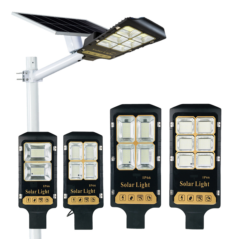 Projecteur solaire IP66 extérieur étanche et Protection contre la foudre avec cadre en verre PC anti-perte lampadaire solaire