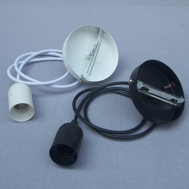 Ensemble de support de lampe en métal standard européen E27 support de lampe en fer E27 fil tressé coloré E27 kit de support de lampe de plafond