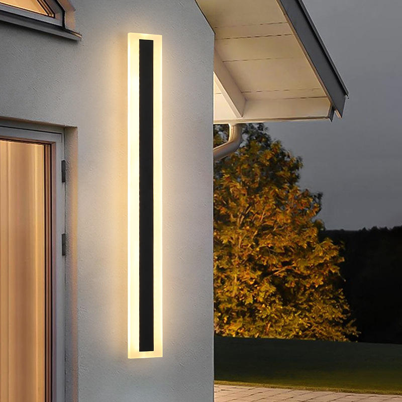 Moderne Simple longue bande intérieur aluminium applique étanche extérieur applique boîtier 360 degrés jardin applique murale