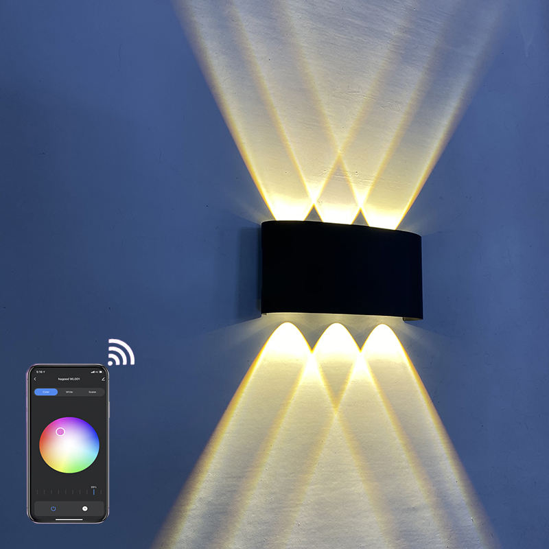 Applique murale extérieure APP télécommande Bluetooth-compatible Dimmable LED applique RGB utilisé pour la décoration de vacances AC85-265V