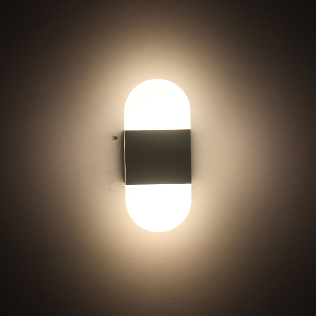 6W Lampe de haute qualité fantaisie Angle droit / rond Applique murale en acrylique noir et veilleuse d'intérieur