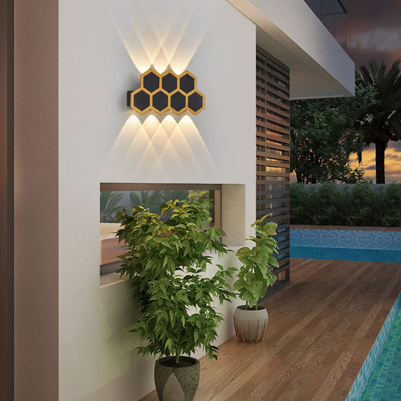 Applique murale dorée couleur haut et bas applique murale extérieure IP65 porche jardin applique murale & intérieur chambre lampes de chevet éclairage de décoration appliques extérieures en aluminium