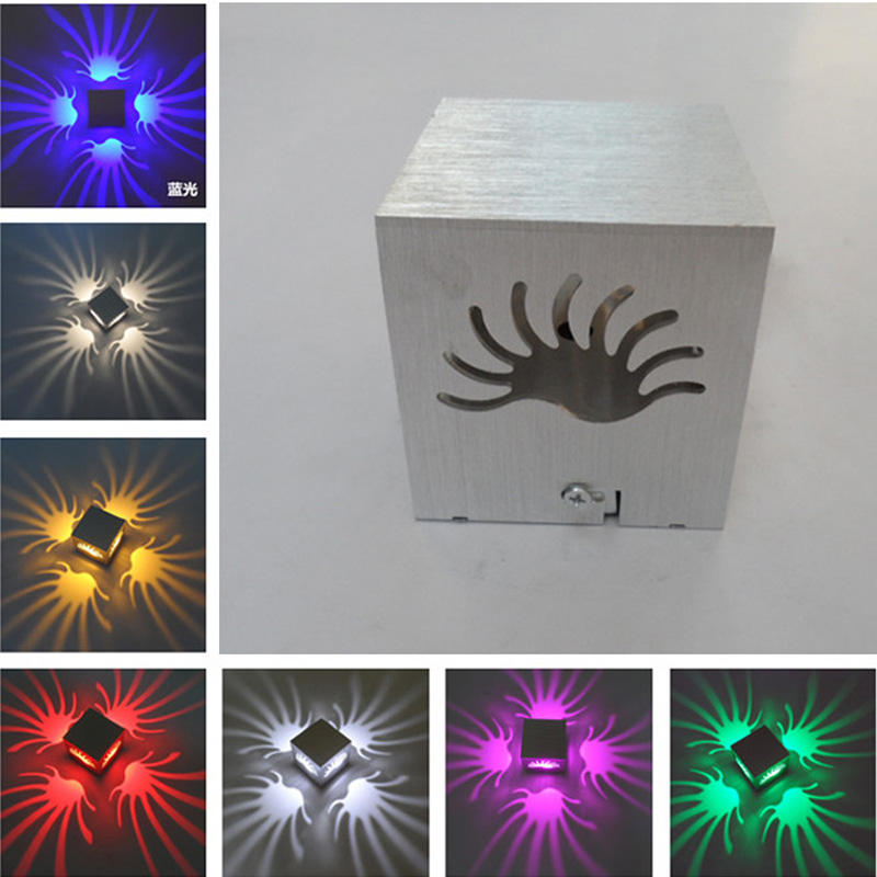 Applique murale RVB fantaisie en aluminium 3W pour décoration de galerie d'art lampe de balcon avant lumière de porche
