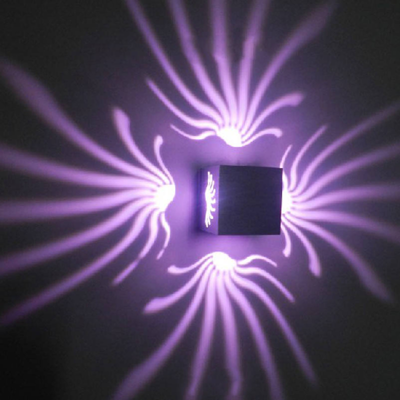 Applique murale RVB fantaisie en aluminium 3W pour décoration de galerie d'art lampe de balcon avant lumière de porche