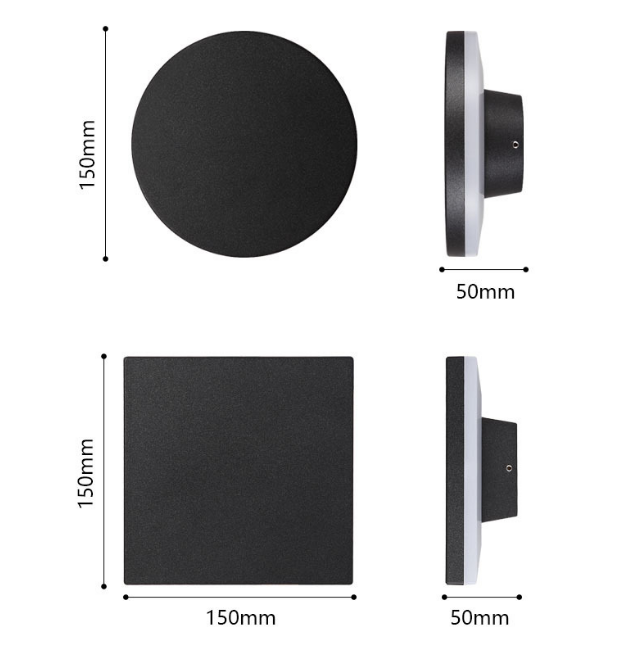 8W 12W 15W lumière LED moderne LED lumières de lune forme ronde ou carrée lampes de chevet intérieures de haute qualité applique murale intérieure