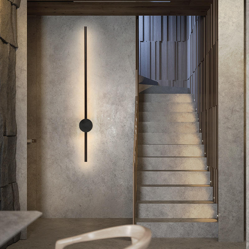 Nordic Slaapkamer Nachtkastje Wandlamp Creatiev Klok Lange Trap Gang Gangpad Woonkamer Achtergrond Wall Art Lampe Café Hôtel