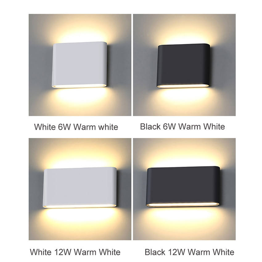 12W IP65 éclairage extérieur moderne applique intérieure étanche mur LED lampe salon lumière carré led applique murale