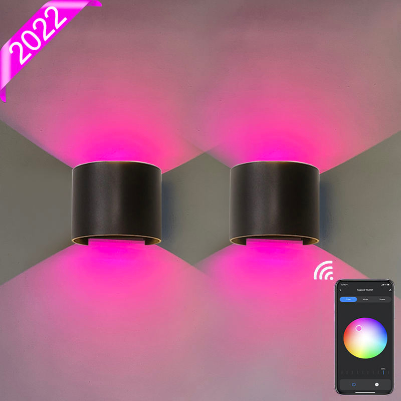 9/12W Tuya APP nouveau demi-cercle étanche Wandlampe Led applique murale éclairage extérieur étanche IP65 Angle d'éclairage réglable