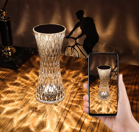 Lampe de table de veilleuse rechargeable en cristal acrylique rose Tiktok Touch Control Lampe de bureau à couleur changeante