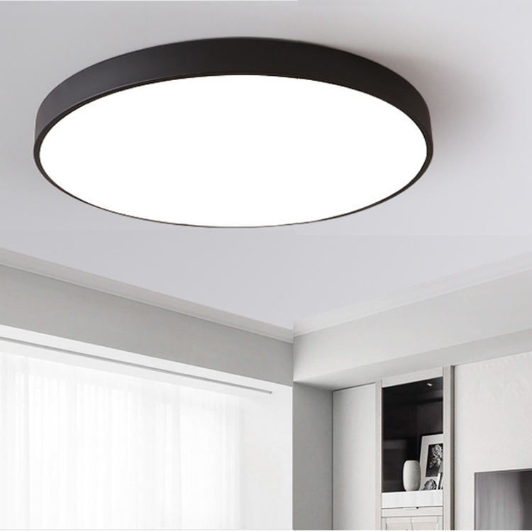 Éclairage à la maison de salon de chambre à coucher monté en surface moderne plafonnier noir rose rond, plafonnier à led, plafonnier à led