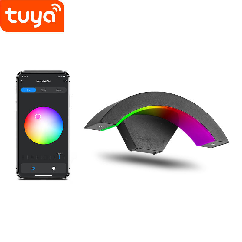 Tuya Controller APP Smart Life Éclairage Led extérieur Applique murale Réglable Surface Mount Black Cube Wall Light