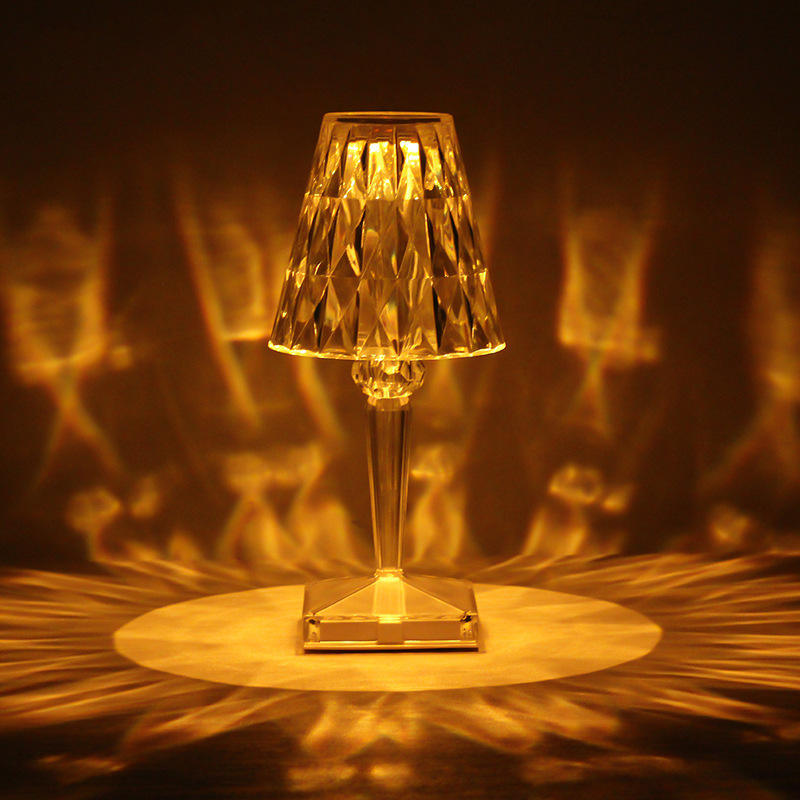 Lampe de Table en Cristal Acrylique Moderne LED Rose Lampe Restaurant Bar Atmosphère Lumière Éclairage Intérieur 