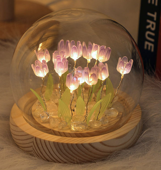 Fait à la main tulipe veilleuse thermorétractable Film bricolage matériel fleur artificielle tulipe veilleuse décor à la maison cadeau pour Gitlfriend