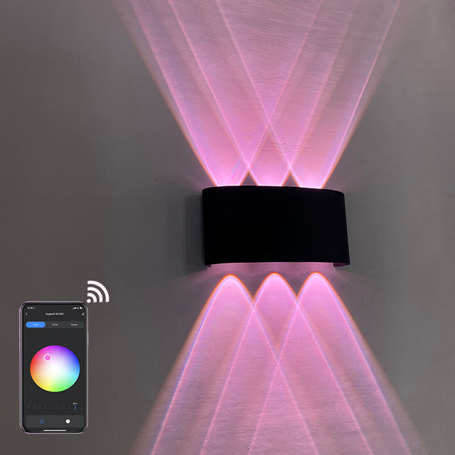 Applique murale intérieure APP télécommande Bluetooth-compatible Dimmable LED applique RGBW utilisé pour la décoration de vacances AC85-265V