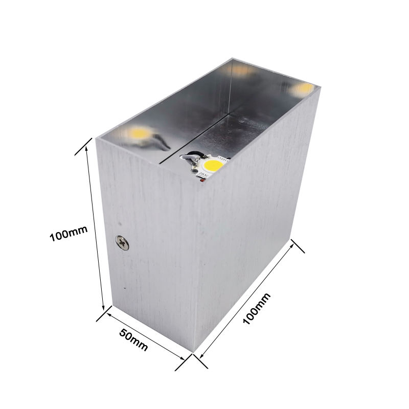 6W COB applique murale coque en aluminium applique murale argent applique carrée haut et bas éclairage applique intérieure luminaires led