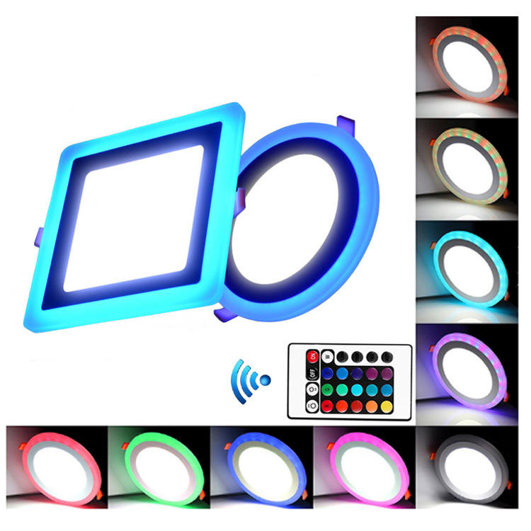 6W 9W 16W 24W led plafond encastré panneau lumière Painel lampe décoration de la maison rond carré Led panneau Downlight bleu + blanc