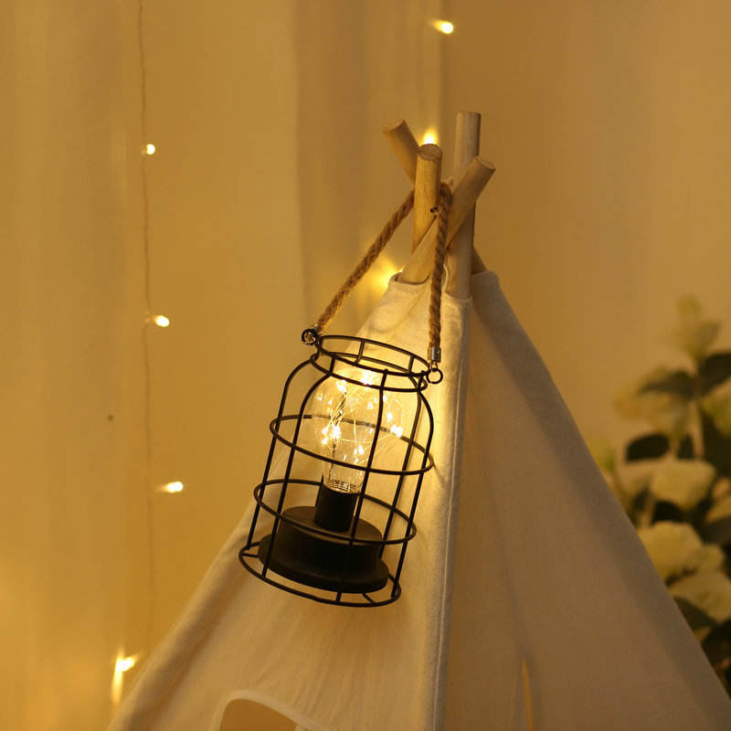 Rétro fer Art lampes de Table pour chambre salon LED lampe de chevet lampe de lit veilleuse décoration de noël lumière