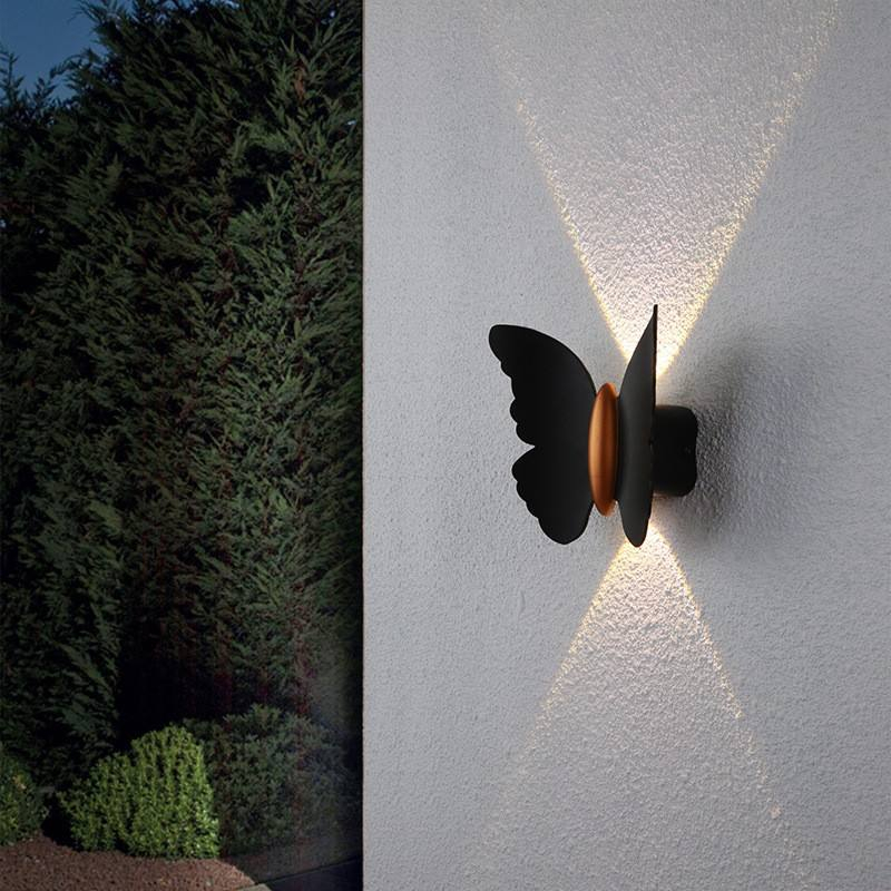 Applique murale extérieure en forme de papillon 6w IP65 étanche pour la lumière décorative de jardin