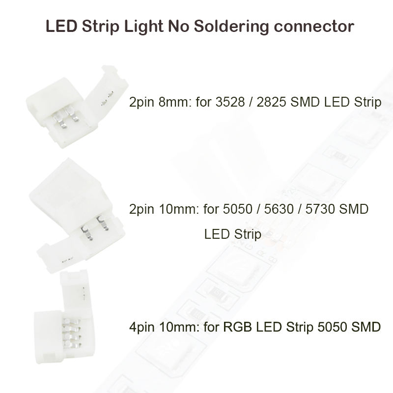 8mm2P/10mm 2P/10mm 4P séparateur sans soudure droite rapide pas de soudure connecteur adaptateur d'angle 12 v 3528/5050 LED bande rvb