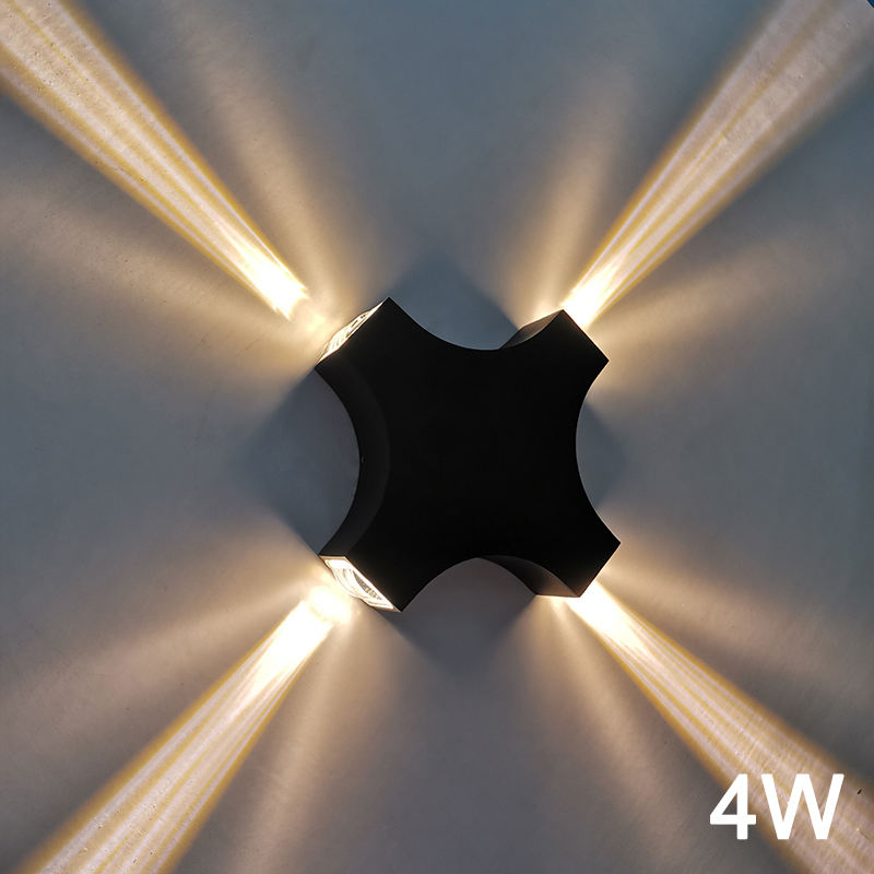 Veilleuse de chevet à faisceau croisé 4W Décoration industrielle RGB led applique murale jardin salle de bain IP65 up down lights