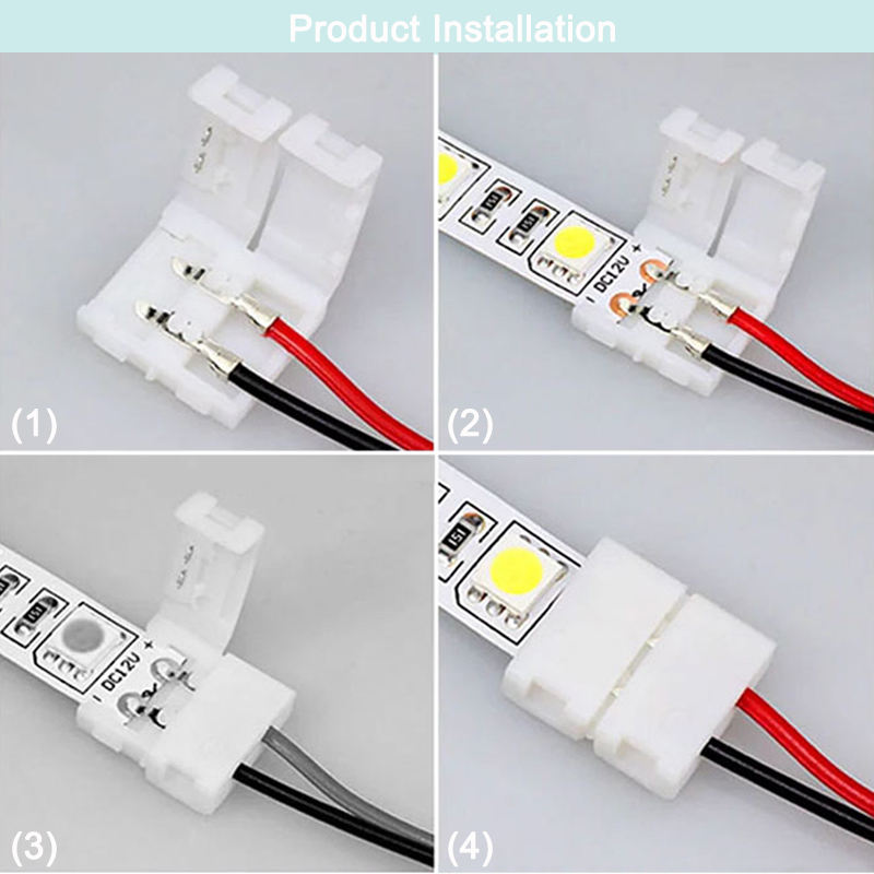 Connecteur de bande Double LED 2pin 10mm avec connexion sans fil pas besoin de connecteur de soudure/soudage pour bande LED 5050/5630