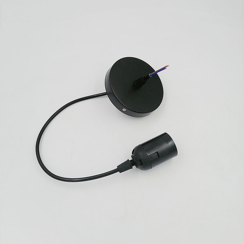 Ensemble de support de lampe en métal standard européen E27 support de lampe en fer E27 fil tressé coloré E27 kit de support de lampe de plafond
