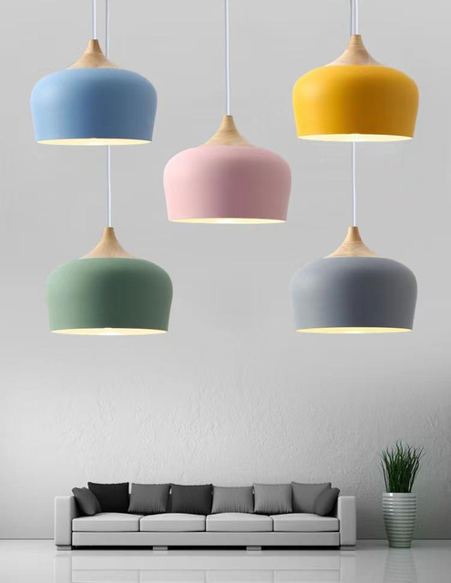 Lustre de salle à manger nordique plafonniers suspendus créatifs led plafonniers encastrés chambre étude salon Macaron couleur bar lampe lustre intérieur lampe