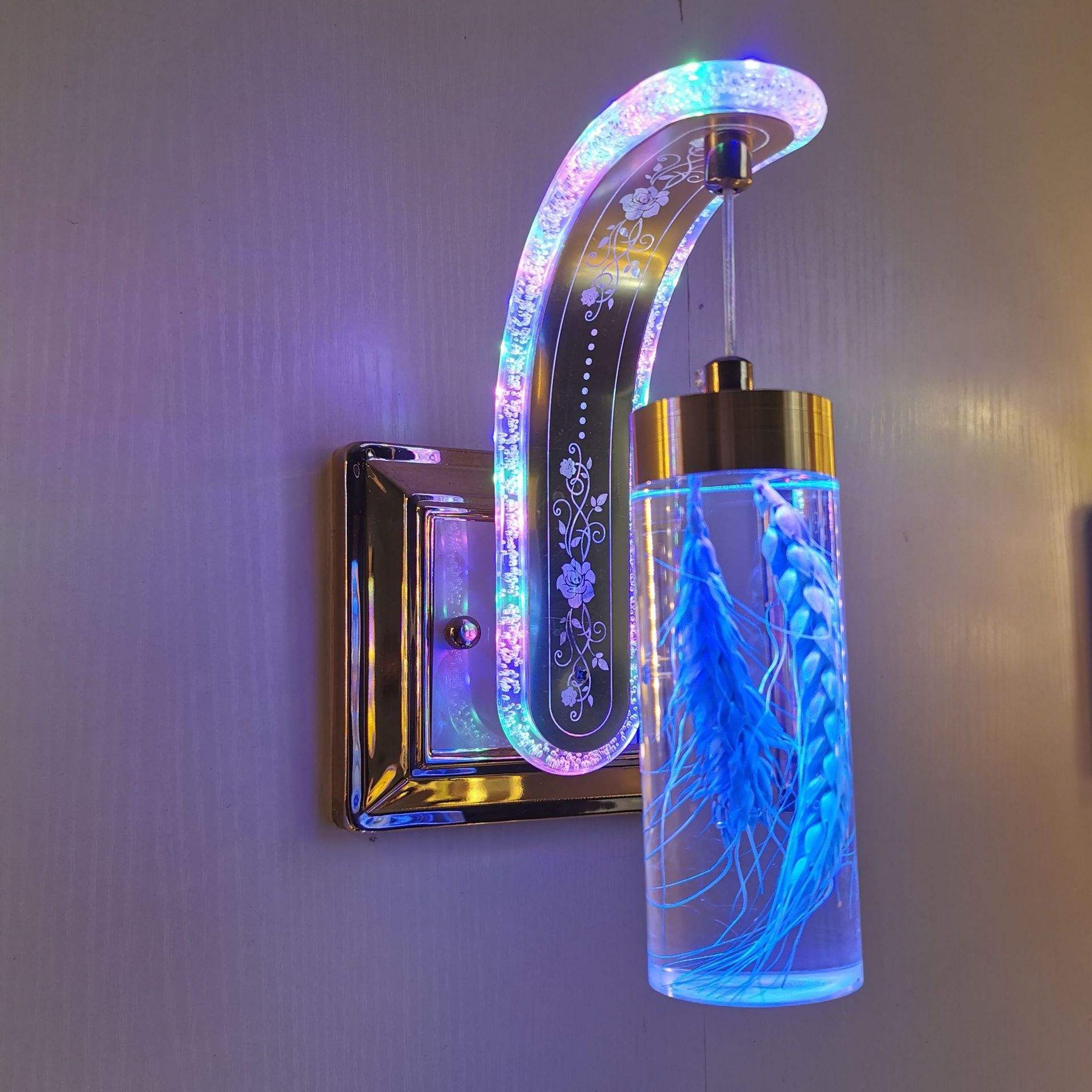 Nouveau chevet Led applique chambre hôtel Simple salle de bain lumières moderne créatif vraie fleur ambre led applique murale
