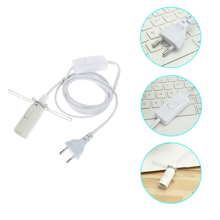 1.8m cordon d'alimentation câble E14 E27 bases de lampe prise ue avec interrupteur fil pour pendentif LED ampoule E14 lampe à main Suspension support de douille