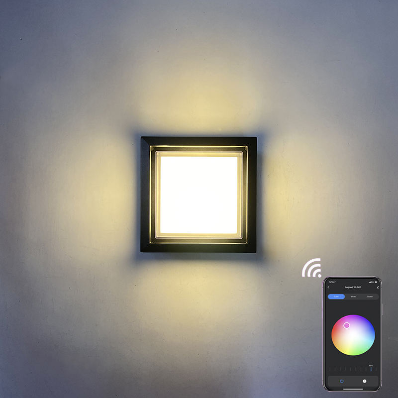 Applique Hagood RGBW LED-Wandleuchte applique extérieure de haute qualité Wifi applique murale étanche à changement de couleur par lampe d'application intelligente