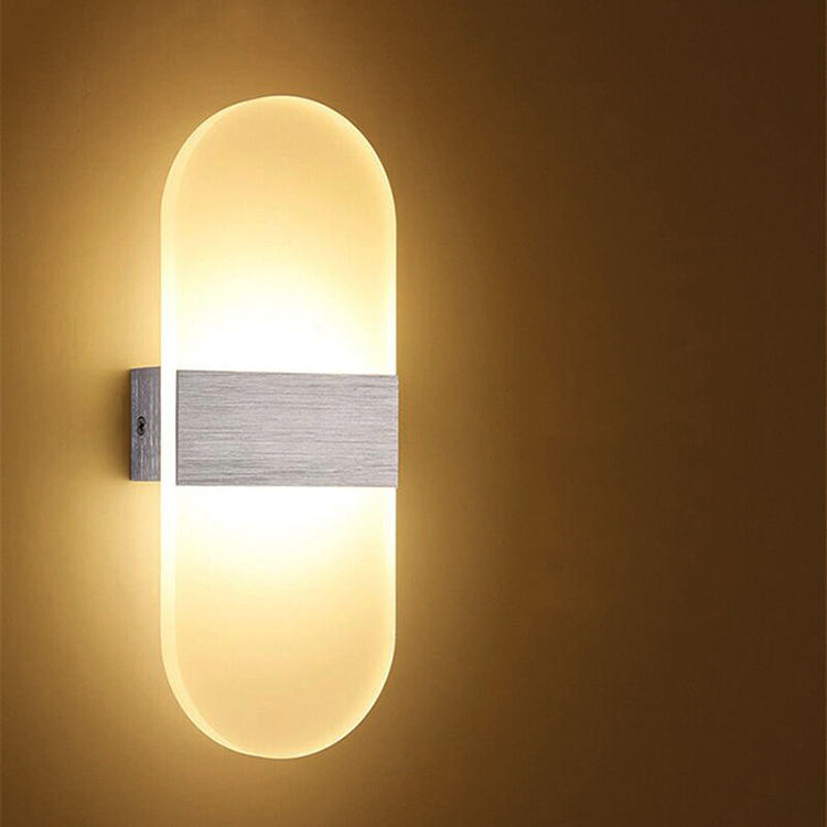 6W Led Light Sliver Acrylique Applique Murale Éclairage Acrylique Applique Rectangulaire Acrylique Tenture Murale Moderne Populaire Veilleuse Prix Usine 