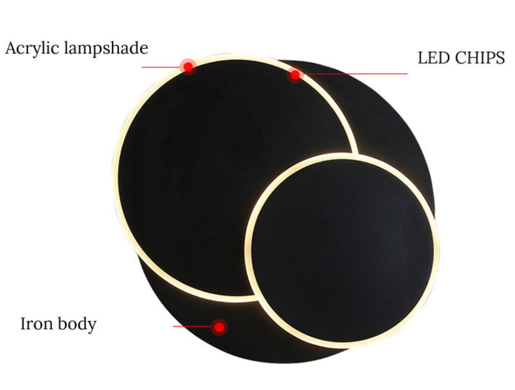 Applique murale LED carrée pour chambre salon blanc noir appliques murales 360 degrés rotatif métal 18W/24W luminaires