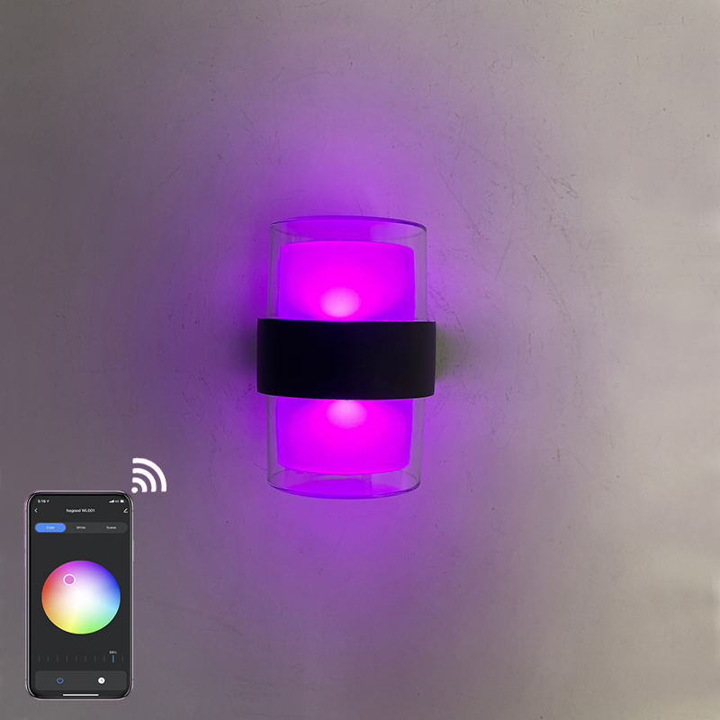 Tuya APP Smart light acrylique étanche applique murale ronde IP65 étanche coloré à la mode applique murale décorative