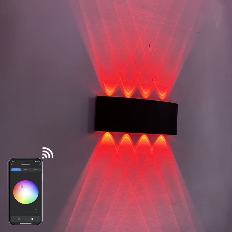RGBW APP contrôle lumière intelligente en forme d'arc extérieur étanche haut et bas LED applique murale intelligente en aluminium applique murale moderne éclairage applique murale
