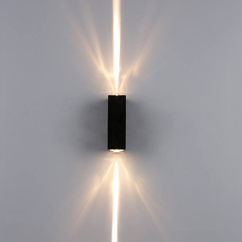6W moderne Led noir coquille faisceau lumière étanche applique murale et veilleuse extérieure haut et bas appliques murales pour la maison