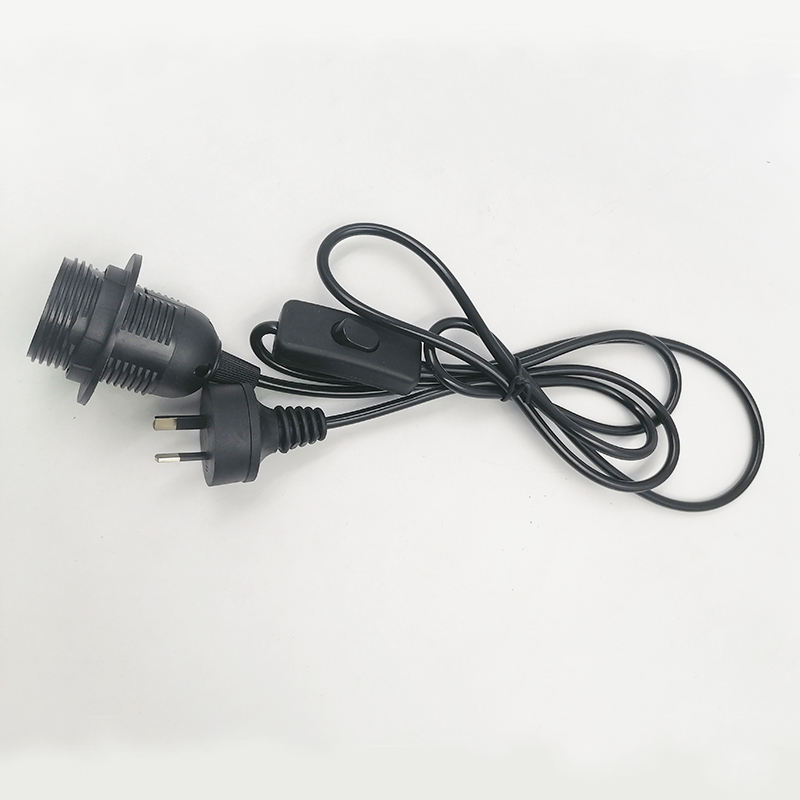 Support de lampe cordon E27 Base ampoule douille pendentif lumière tissu métal personnalisé PVC interrupteur Style câble prise plastique gradateur vis 