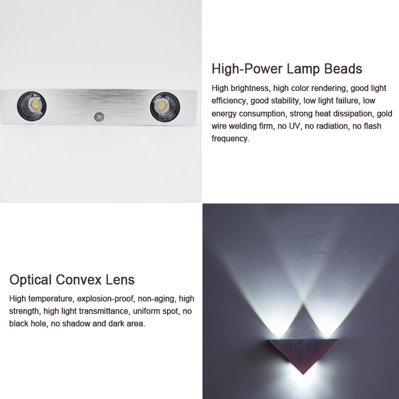 3W9W Moderne Triangle Intérieur Applique Murale LED En Aluminium pour La Décoration De La Maison luminaire mural