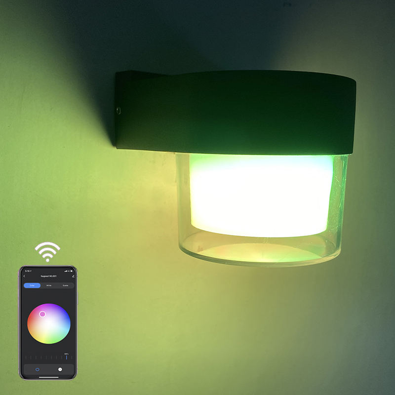 2023 Tuya APP Controle LED Applique Murale Intelligente IP65 Étanche Coloré Applique Murale Décorative À La Mode