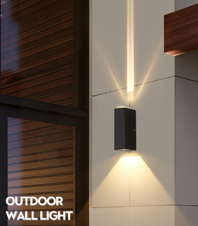 6W moderne Led noir coquille faisceau lumière étanche applique murale extérieure veilleuse haut et bas appliques murales pour la maison