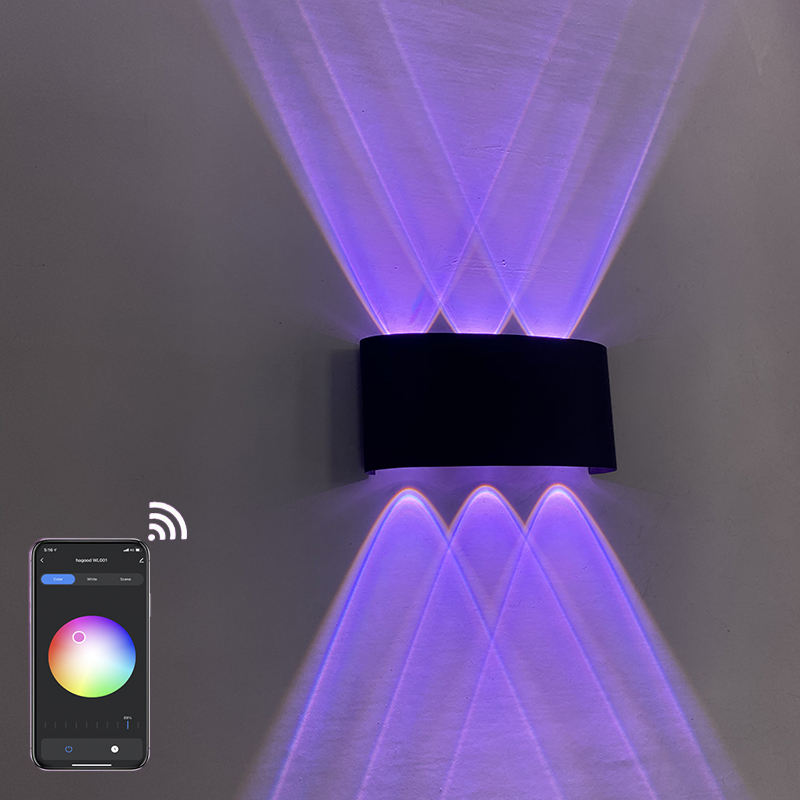 6W RGBW APP contrôle en forme d'arc extérieur étanche haut et bas LED applique murale intelligente en aluminium applique murale moderne éclairage applique murale