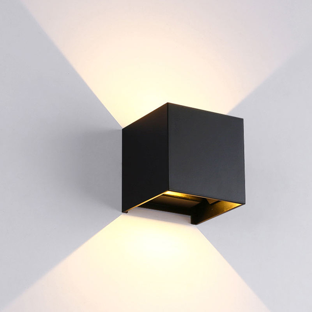 12W Brossé Extérieur Led Applique Murale Détecteur De Mouvement Cube IP65 Applique Murale