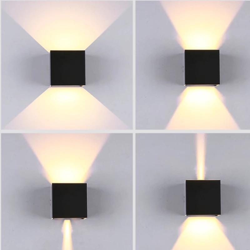 Ip65 High Lumen 12W Cube réglable vers le haut et vers le bas a mené la lampe murale extérieure à LED