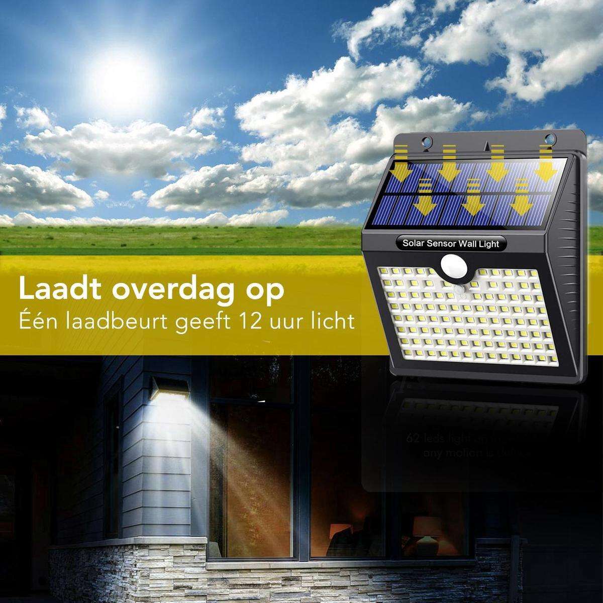 Lampe Solaire Extérieure avec Détecteur de Mouvement - 97 LED - Lumière Blanche - Éclairage Solaire de Jardin - IP65 Étanche - Pour Jardin / Applique