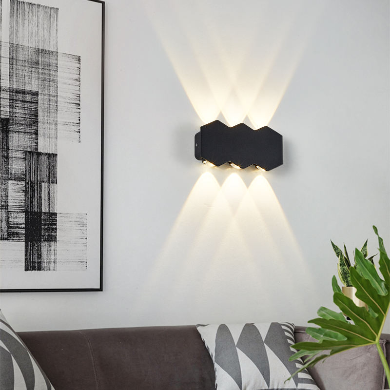 4W 6W 8W 10W nouvelle applique murale extérieure étanche noire haut et bas lumières murales fabriquées en chine lumière LED haut et bas