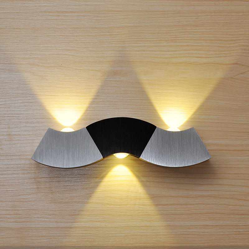 6W LED appliques murales intérieures Up and Down applique murale éclairage intérieur led en aluminium Hall lampe applique murale argent blanc froid