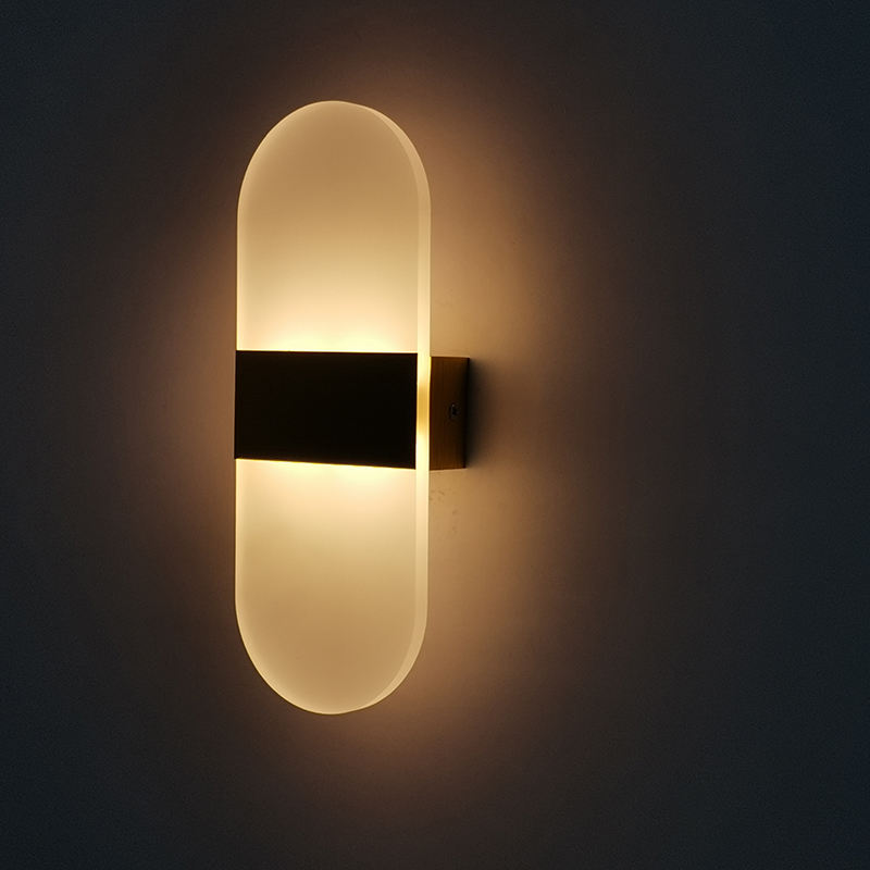 6 W angle rond noir acrylique applique chambre escalier lampe fond applique pour mur LED décoration d'hôtel