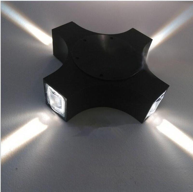 Nouvelle applique extérieure LED 12W croix étoile 4 côtés éclairage étanche IP65 pour la décoration de jardin