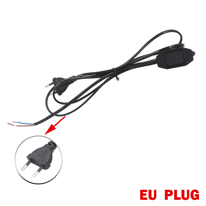 Dimmable 1.8 m ue/US prise lumière commutation ronde interrupteur cordon fil câble prise puissance pour lampes à LED abat-jour papier lumières étoiles lampes