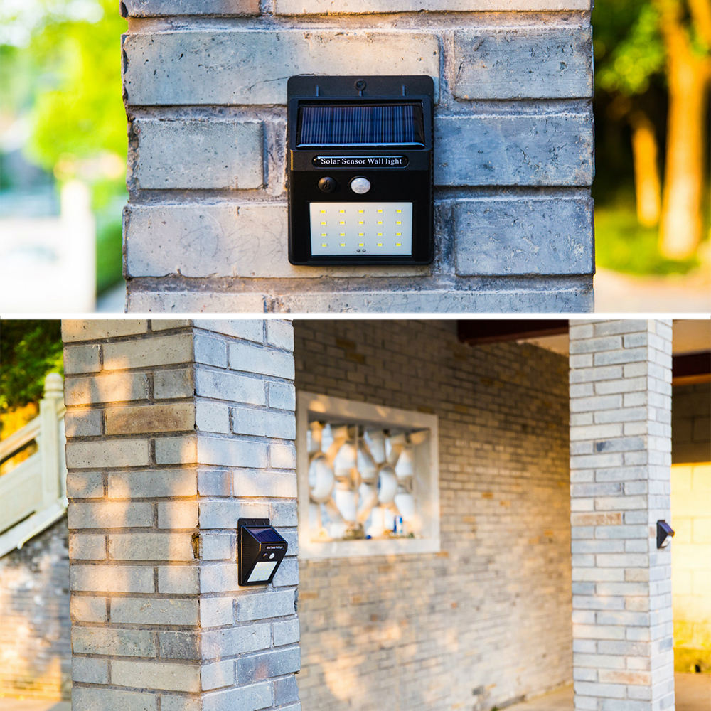 Lumière d'énergie solaire LED 20LED Lumière murale PIR Capteur de mouvement extérieur Solaire étanche 