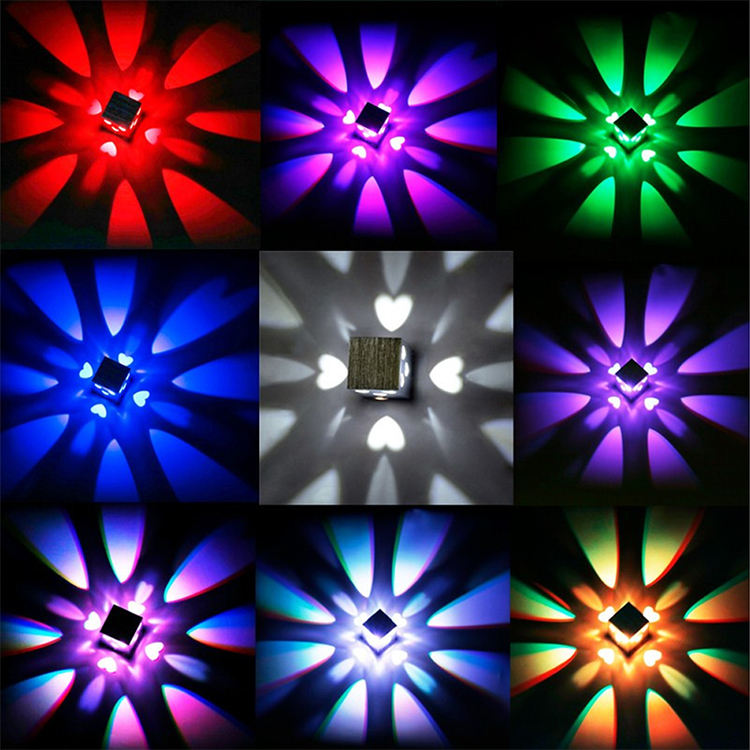 3W LED amour coeur 3W RGB télécommande applique pour maison chambre escalier Foyer décoration décorateur beauté chambre